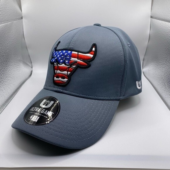 Ultra‎ Game Chicago Bulls Hat Adult One Size Stretch USA American Flag Logo - Picture 1 of 11